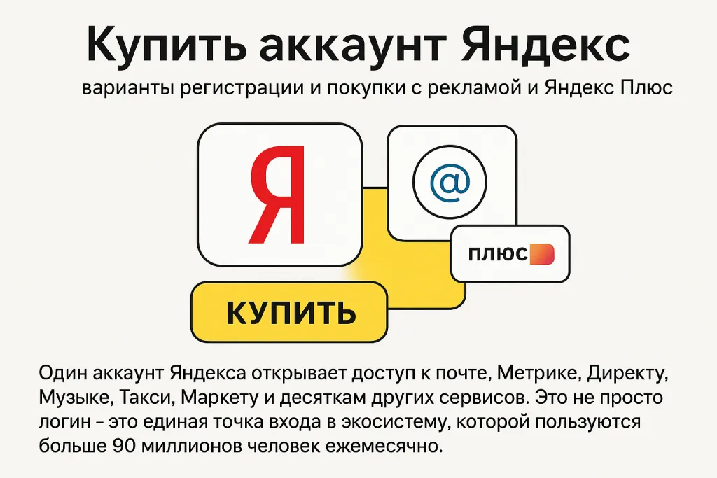 Купить аккаунт Яндекс: варианты регистрации и покупки с рекламой и Яндекс Плюс
